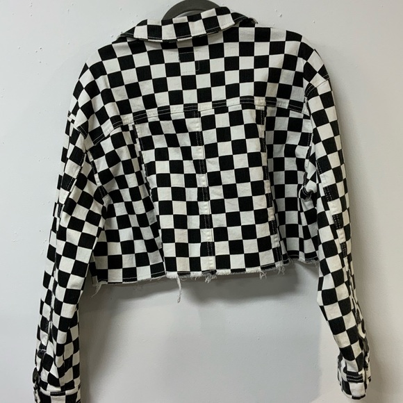 Checker Print Cropped Jacket - Picture 2 of 2